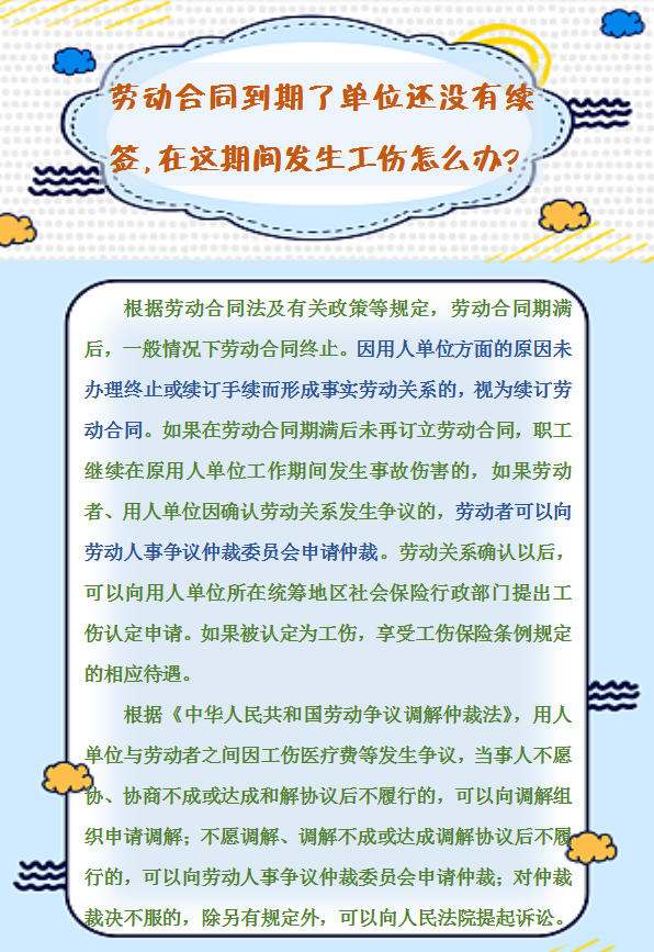 【人社日課】勞動合同到期了單位還沒有續(xù)簽，在這期間發(fā)生工傷怎么辦？.png